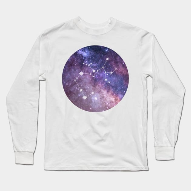 Sagittarius Sign in the Dark Pink Starry Night Sky Long Sleeve T-Shirt by BloomingDiaries